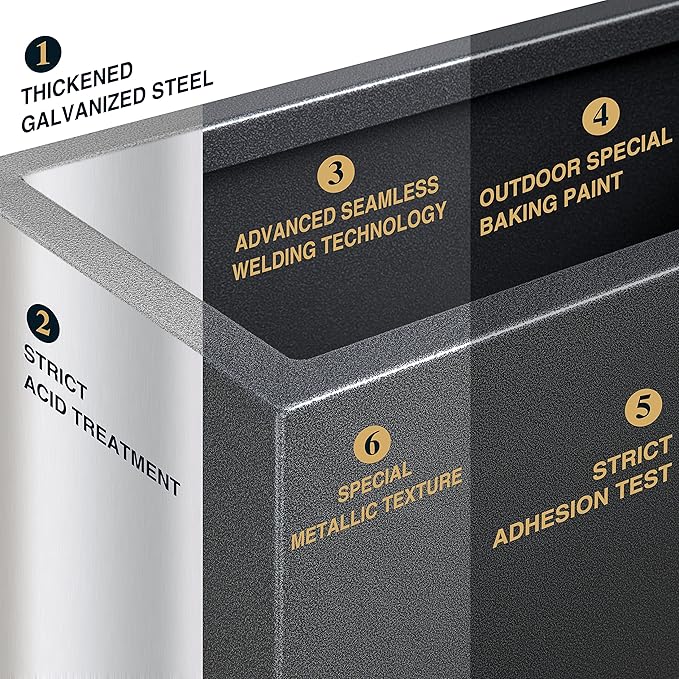 Wallowa Metallic Heavy Long and Large Outdoor/Indoor Planter Box, 38”Lx15”Wx15”H, 40Pounds, No Assemble and Seamless, Color Gray