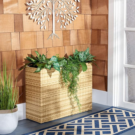 SAFAVIEH Outdoor Collection Rita Natural Woven Rectangular Flower Rack