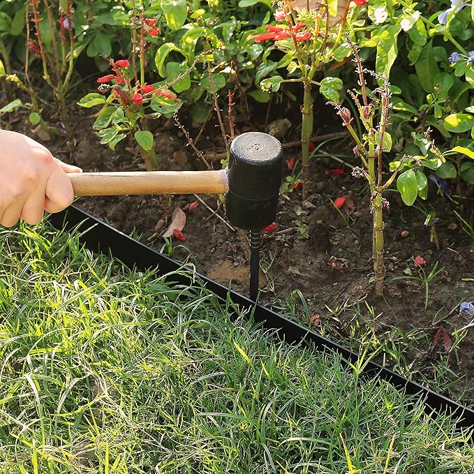 Gardzen 1.5" x 20' Landscape Edging Kit, Garden Edging Coil Comes with 24 Pcs Spikes, No Dig Lawn Border Design