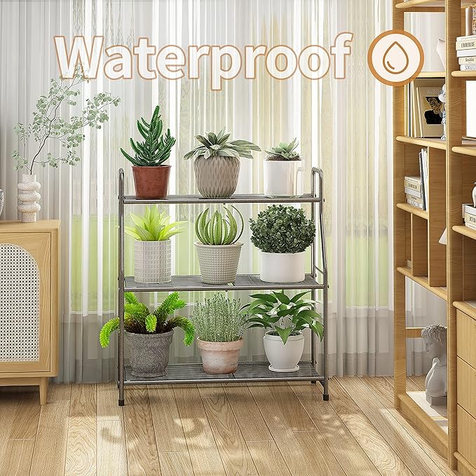 Simple Trending Plant Stand Outdoor Indoor 3 Tier Metal Waterproof Plant Shelf for Living Room Balcony Garden