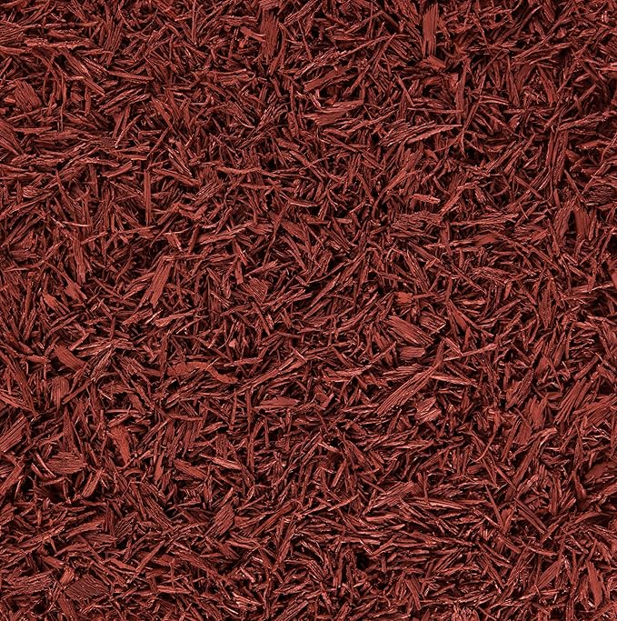 Rubberific Premium Shredded Rubber Mulch for Gardens, Lawns, and Landscaping | Long Lasting Color | Looks Like Natural Wood Mulch (0.8 Cu. Ft. - 16 LBS, Red)