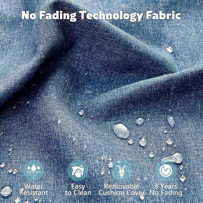 2 Pack Wicker Patio Furniture Chairs,Outdoor Rattan Chairs with Armrest Support 250 lb,Blue