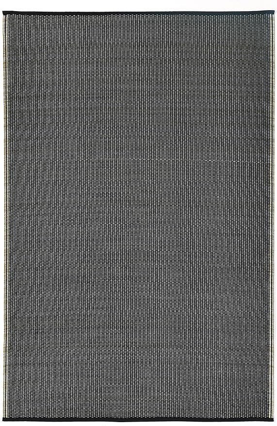 Fab Habitat Outdoor Rug - Waterproof, Fade Resistant, Crease-Free - Premium Recycled Plastic - Striped - Porch, Deck, Balcony, Mudroom, Laundry Room, Patio - Cancun Shadow - Sand & Black - 3 x 5 ft