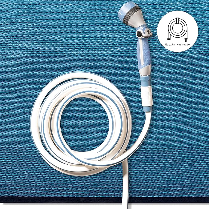 Fab Habitat Outdoor Rug - Waterproof, Fade Resistant, Crease-Free - Premium Recycled Plastic - Ombre - Patio, Deck, Porch, Balcony, Laundry Room - Big Sur - Teal - 4 x 6 ft